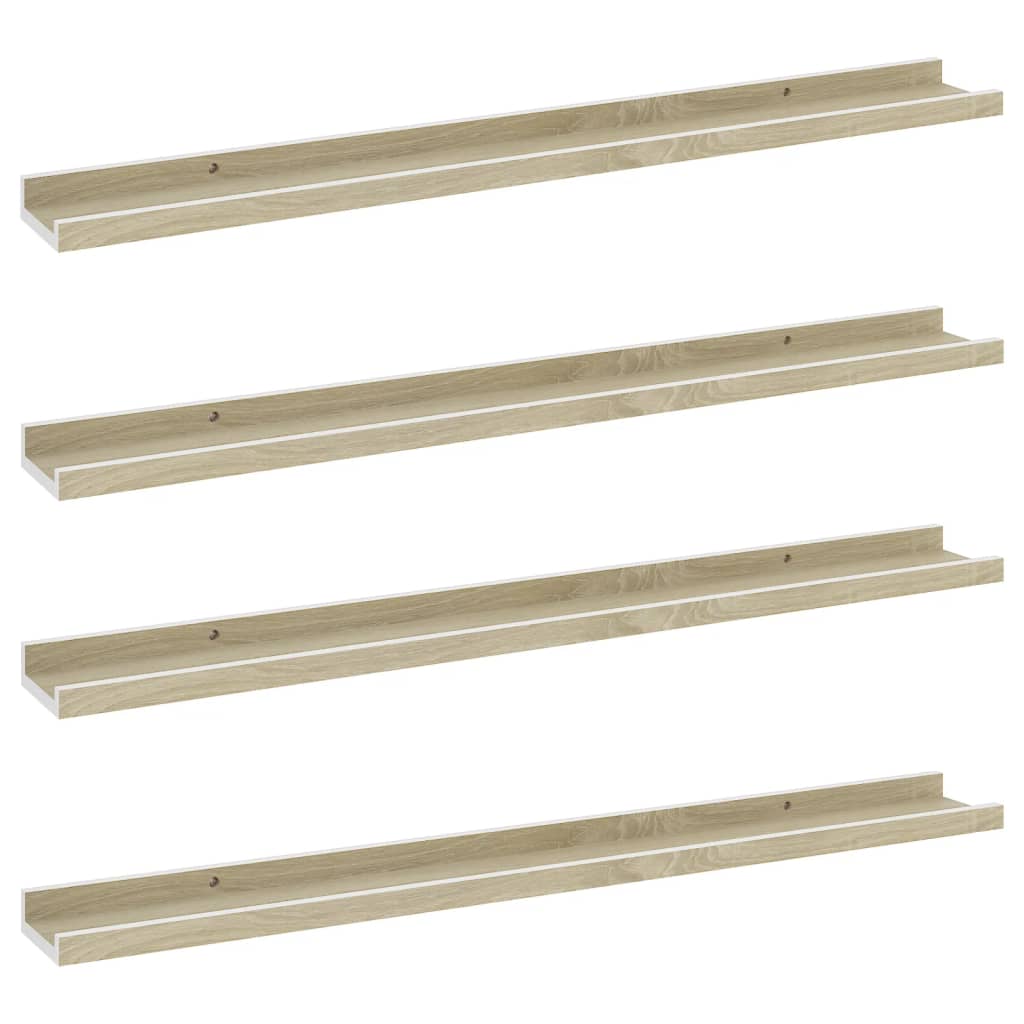 

vidaXL Wall Shelves 4 pcs White and Sonoma Oak 31.5"x3.5"x1.2"