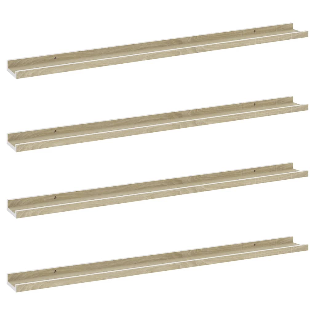 

vidaXL Wall Shelves 4 pcs White and Sonoma Oak 39.4"x3.5"x1.2"