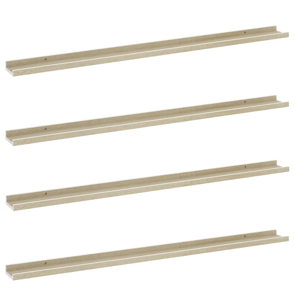 

vidaXL Wall Shelves 4 pcs White and Sonoma Oak 45.3"x3.5"x1.2"