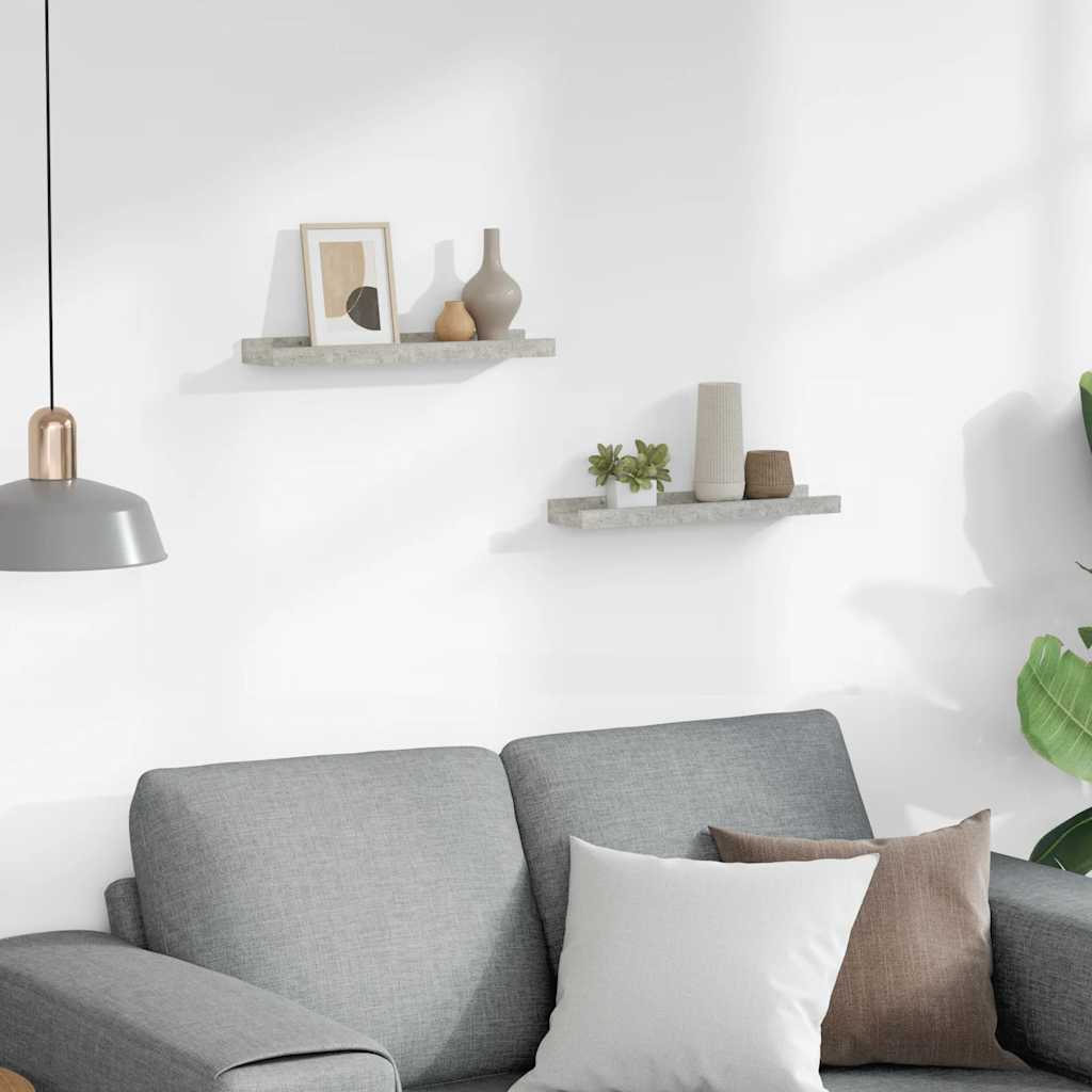 Thumbnail - vidaXL Wandregale 2 Stk. Betongrau 40x9x3 cm