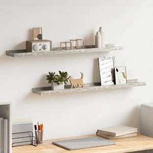 Stenska polica 2 kosa betonsko siva 80x9x3 cm