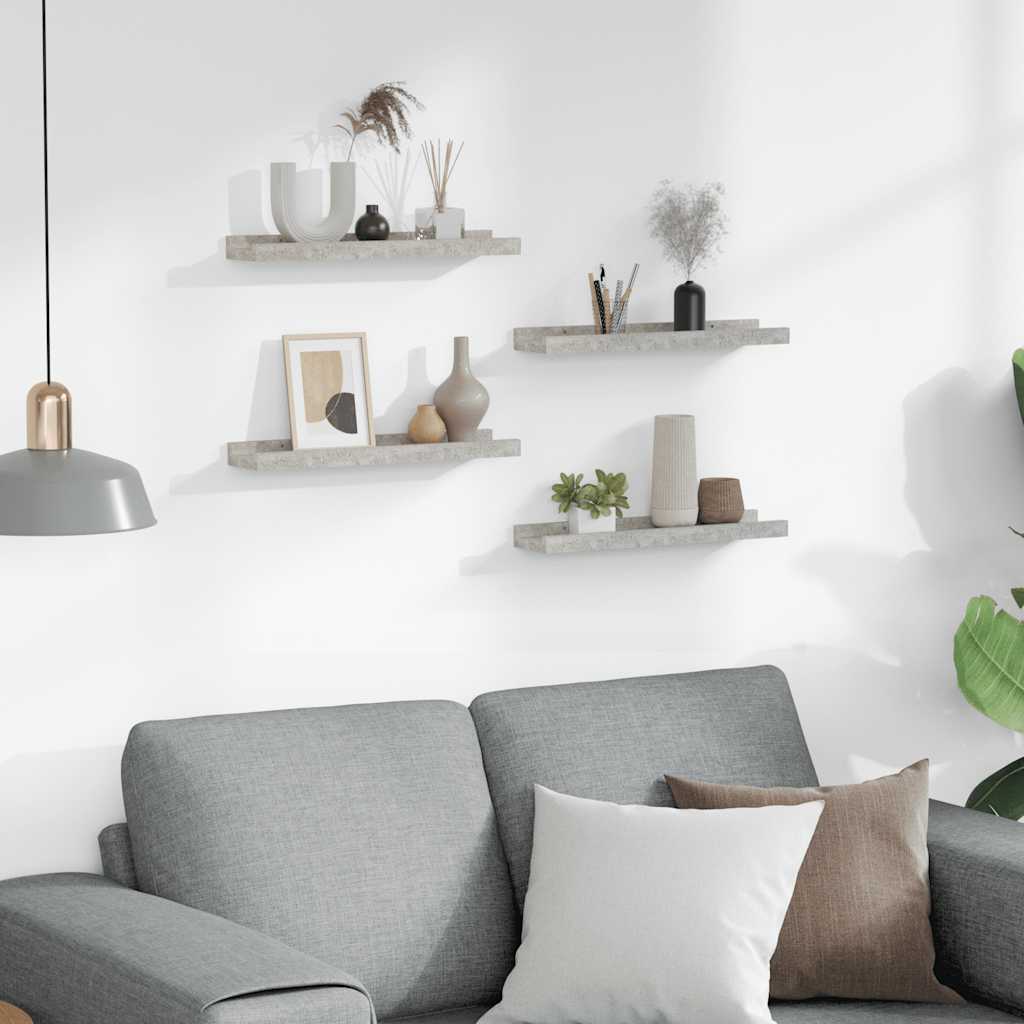 Thumbnail - vidaXL Wandregale 4 Stk. Betongrau 40x9x3 cm