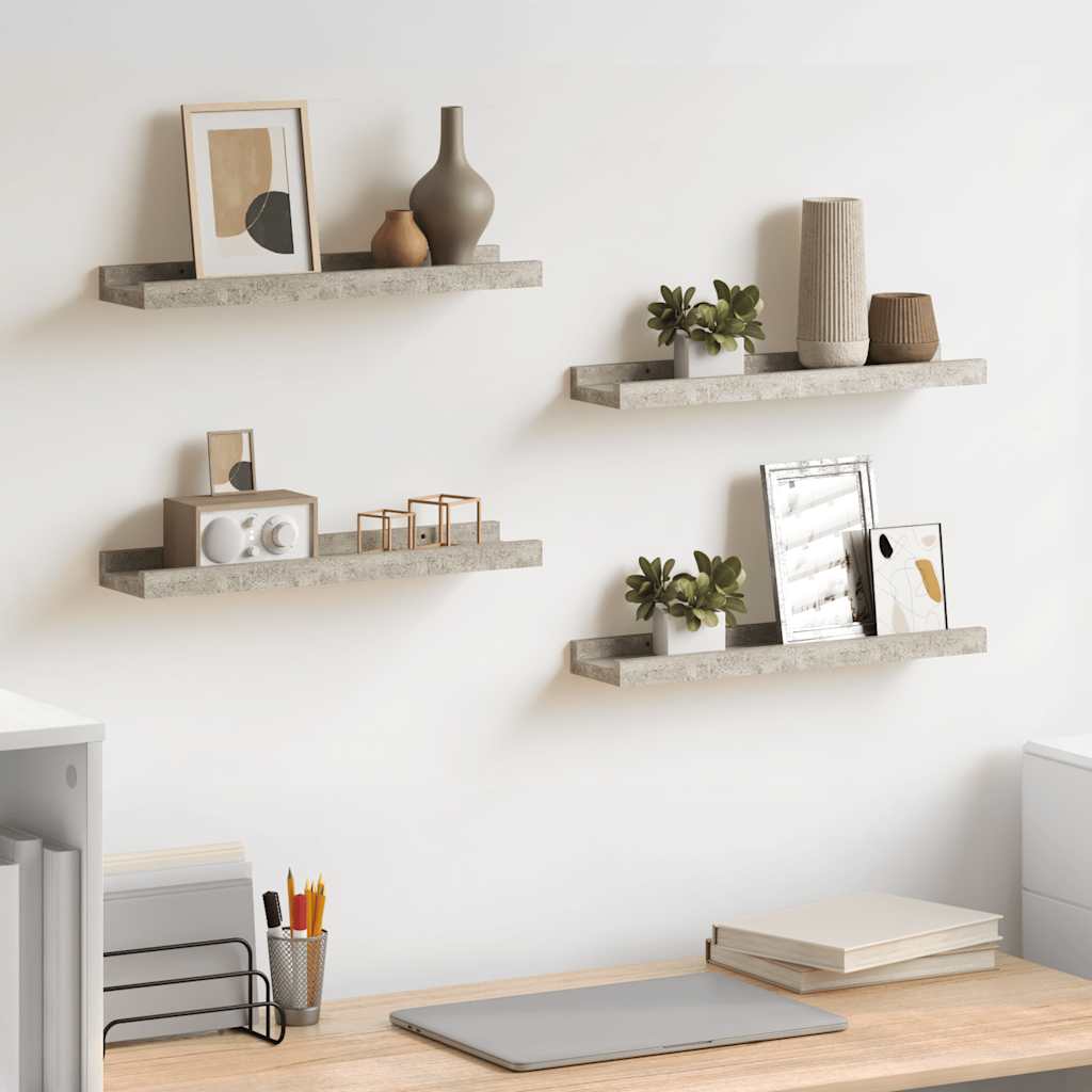 Thumbnail - vidaXL Wandregale 4 Stk. Betongrau 40x9x3 cm
