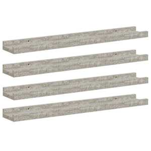 Nástěnné police 4 ks betonově šedé 60 x 9 x 3 cm - obrázek 2