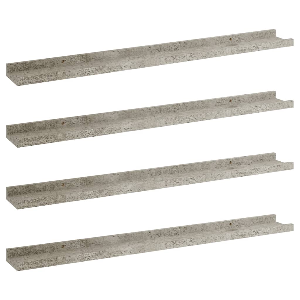 vidaXL Nástěnné police 4 ks betonově šedé 80 x 9 x 3 cm