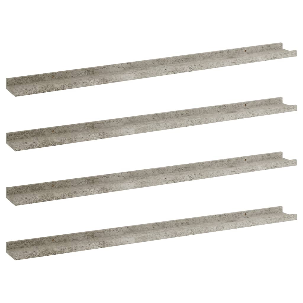 Image of vidaXL Wall Shelves 4 pcs Concrete Grey 100x9x3 cm