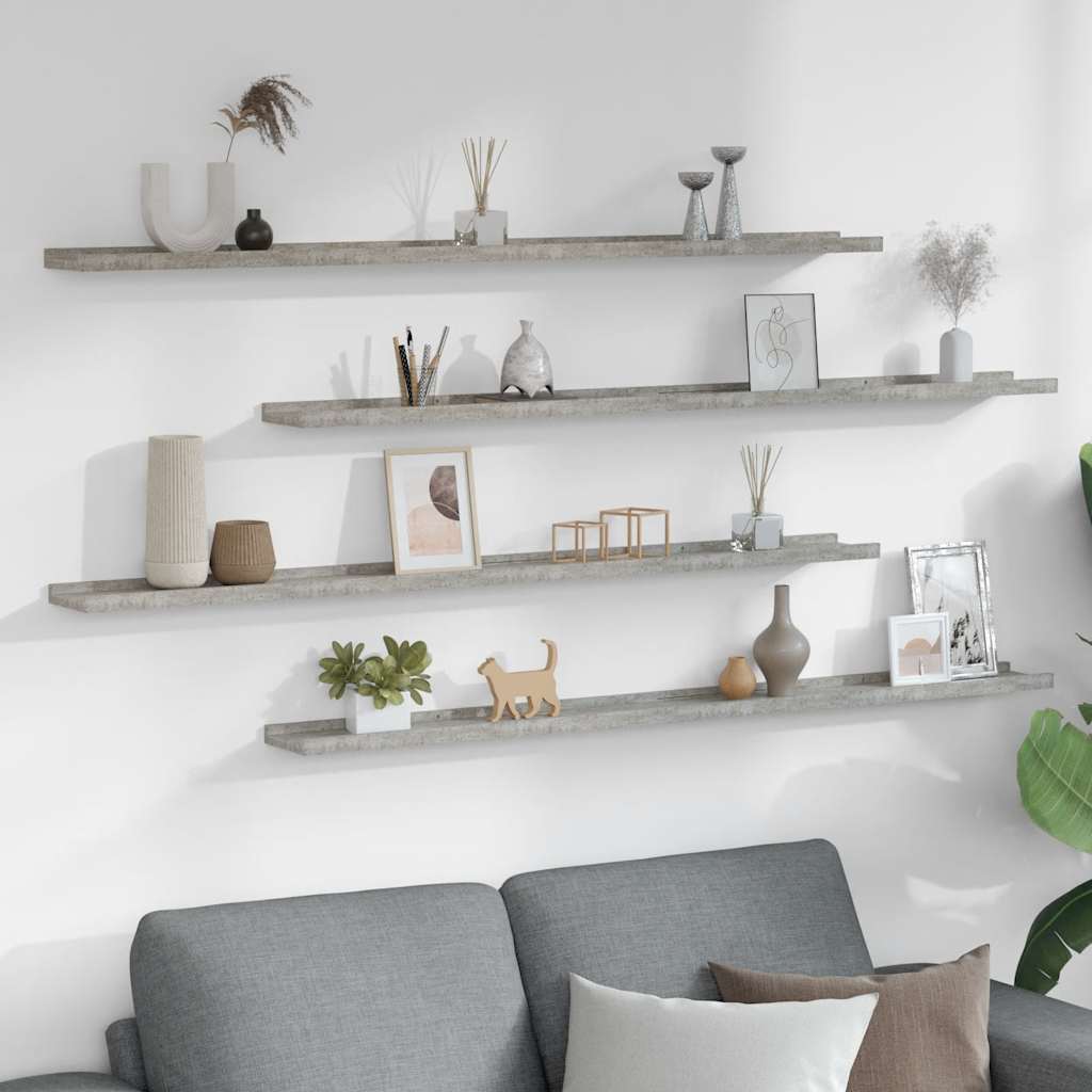 Thumbnail - vidaXL Wandregale 4 Stk. Betongrau 115x9x3 cm