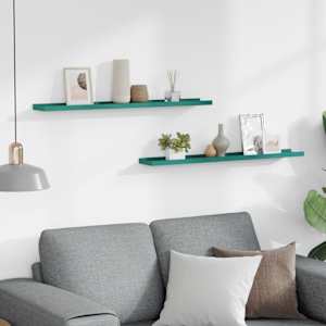 vidaXL Sieninės lentynos, 2vnt., mėlynos spalvos, 80x9x3cm