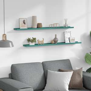 vidaXL Sieninės lentynos, 2vnt., mėlynos spalvos, 100x9x3cm