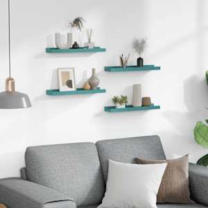 vidaXL Sieninės lentynos, 4vnt., mėlynos spalvos, 40x9x3cm
