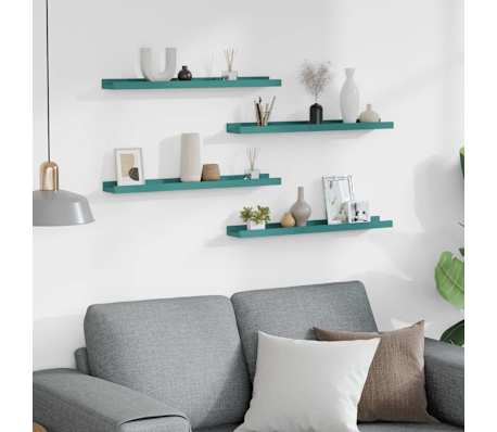 vidaXL Sieninės lentynos, 4vnt., mėlynos spalvos, 60x9x3cm