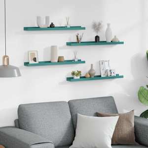 vidaXL Sieninės lentynos, 4vnt., mėlynos spalvos, 60x9x3cm