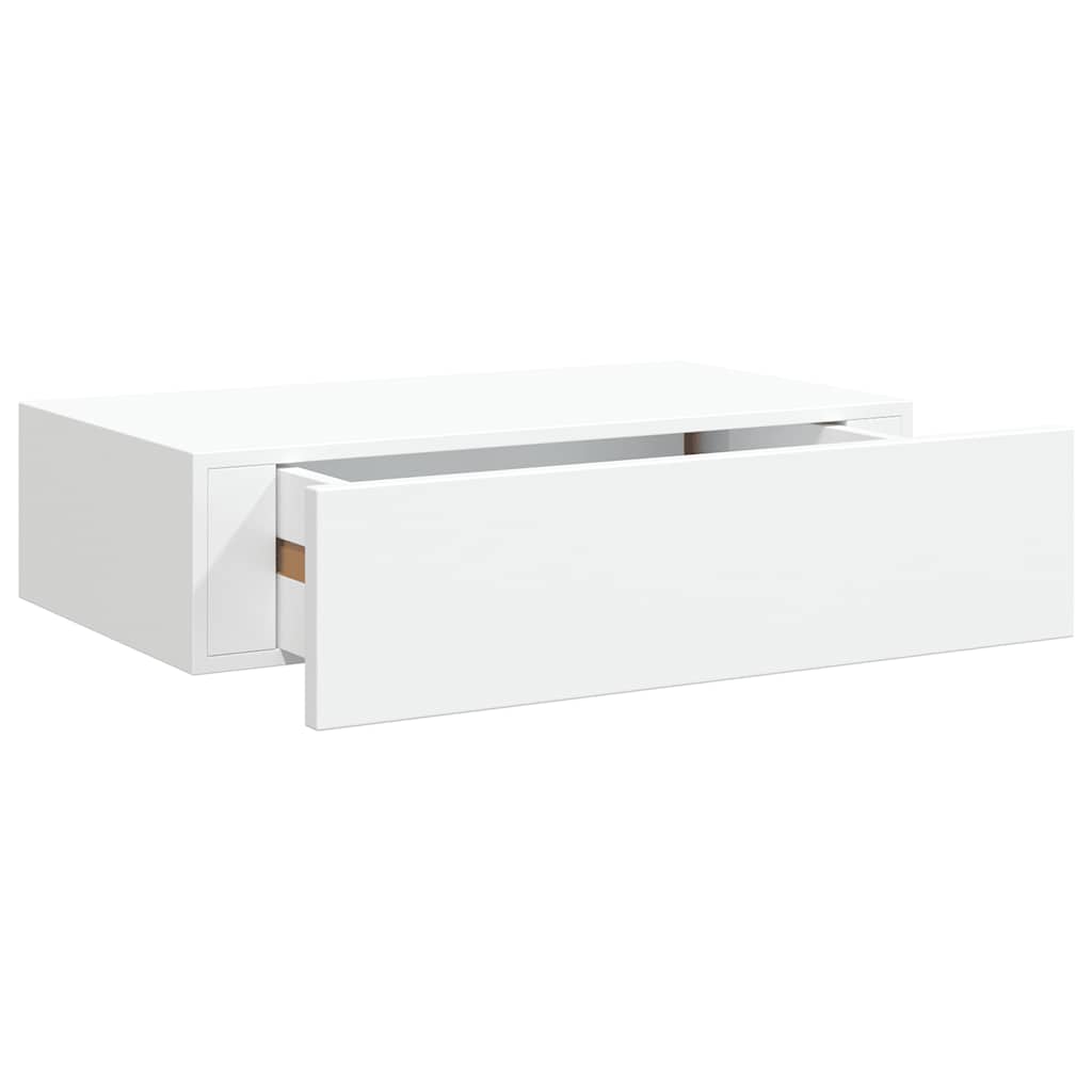 vidaXL Nástěnná police se zásuvkou bílá 40 x 23,5 x 10 cm MDF