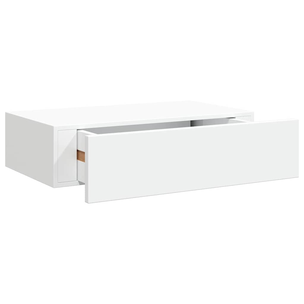 vidaXL Nástěnná police se zásuvkou bílá 40 x 23,5 x 10 cm MDF