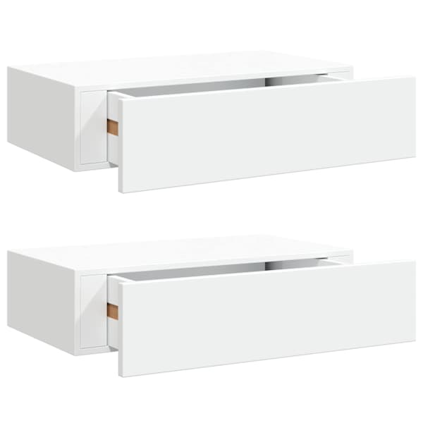 vidaXL sahtlitega seinariiulid, 2 tk, valge, 40x23,5x10 cm MDF