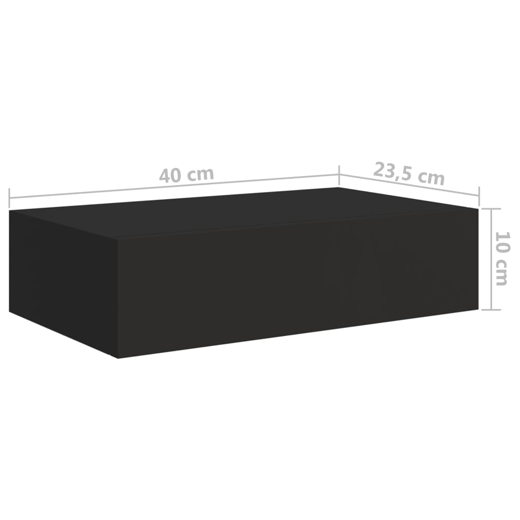  Nástenná zásuvková polica čierna 40x23,5x10 cm MDF
