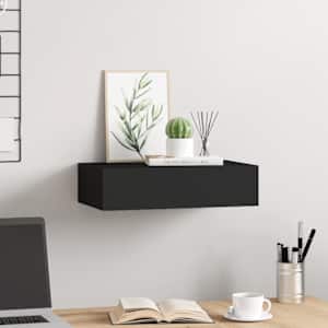 Nástěnná police se zásuvkou černá 40 x 23,5 x 10 cm MDF - obrázek 3