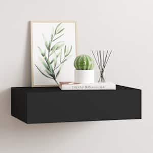 Nástěnná police se zásuvkou černá 40 x 23,5 x 10 cm MDF - obrázek 1