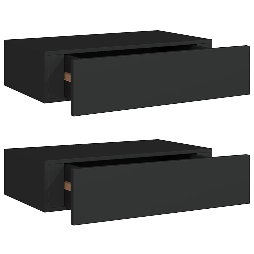 vidaXL Nástěnné police se zásuvkou 2 ks černé 40 x 23,5 x 10 cm MDF