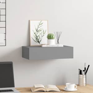 Nástěnná police se zásuvkou šedá 40 x 23,5 x 10 cm MDF - obrázek 3