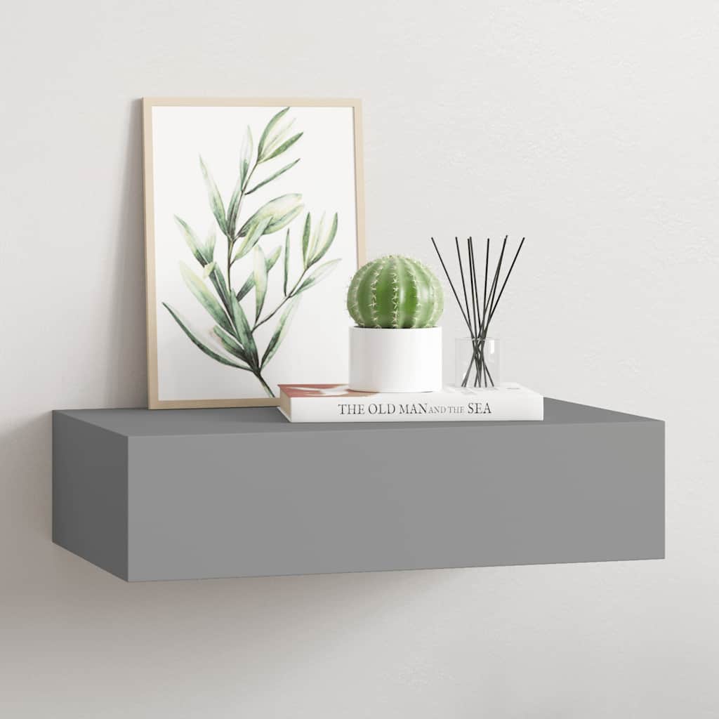 vidaXL Dulap de perete cu sertare, gri, 40x23,5x10 cm, MDF