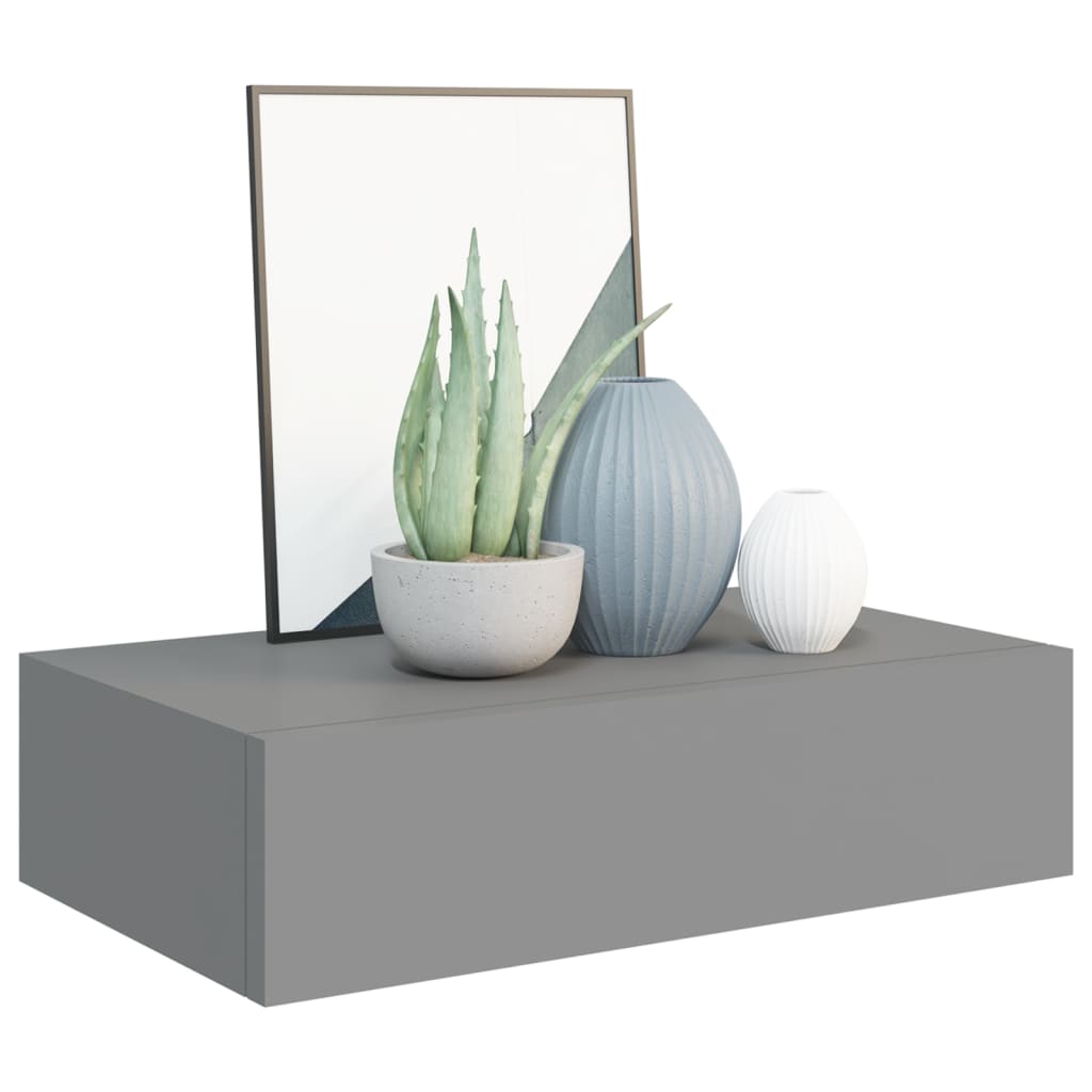 vidaXL Dulap de perete cu sertar, 2 buc., gri, 40x23,5x10 cm, MDF