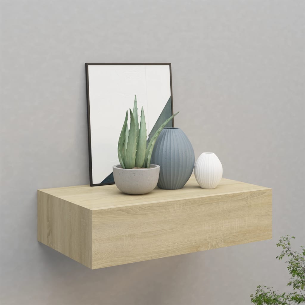 vidaXL Seinälaatikkohylly tammi 40×23,5×10 cm MDF