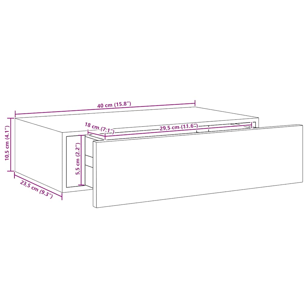 Estante con Cajón de Pared Balda Flotante Expositora Almacenaje MDF vidaXL - Imagen 24 de 36