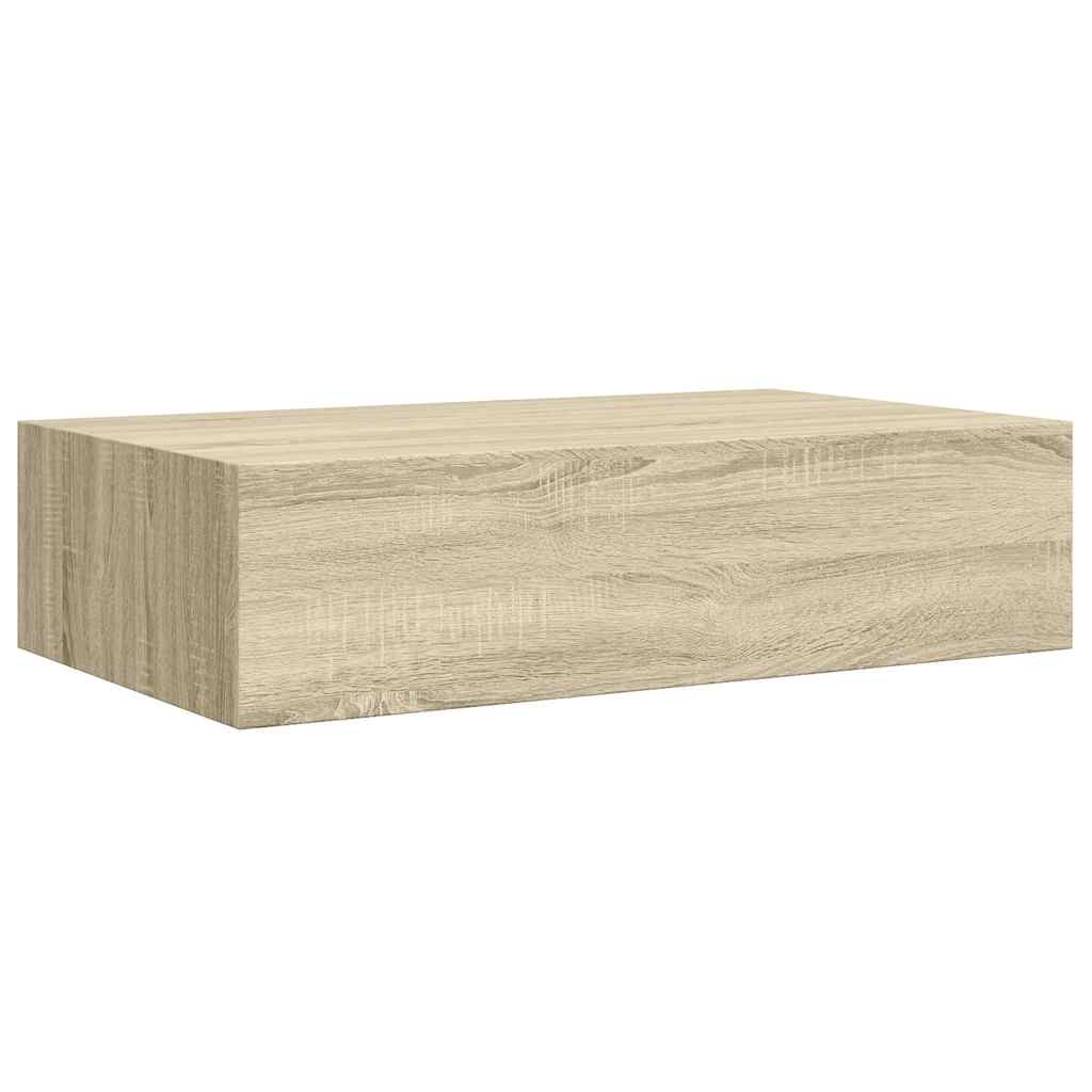 2x Etagères à Tiroirs Murales Chêne 40x23,5x10 cm MDF Armoires Salon
