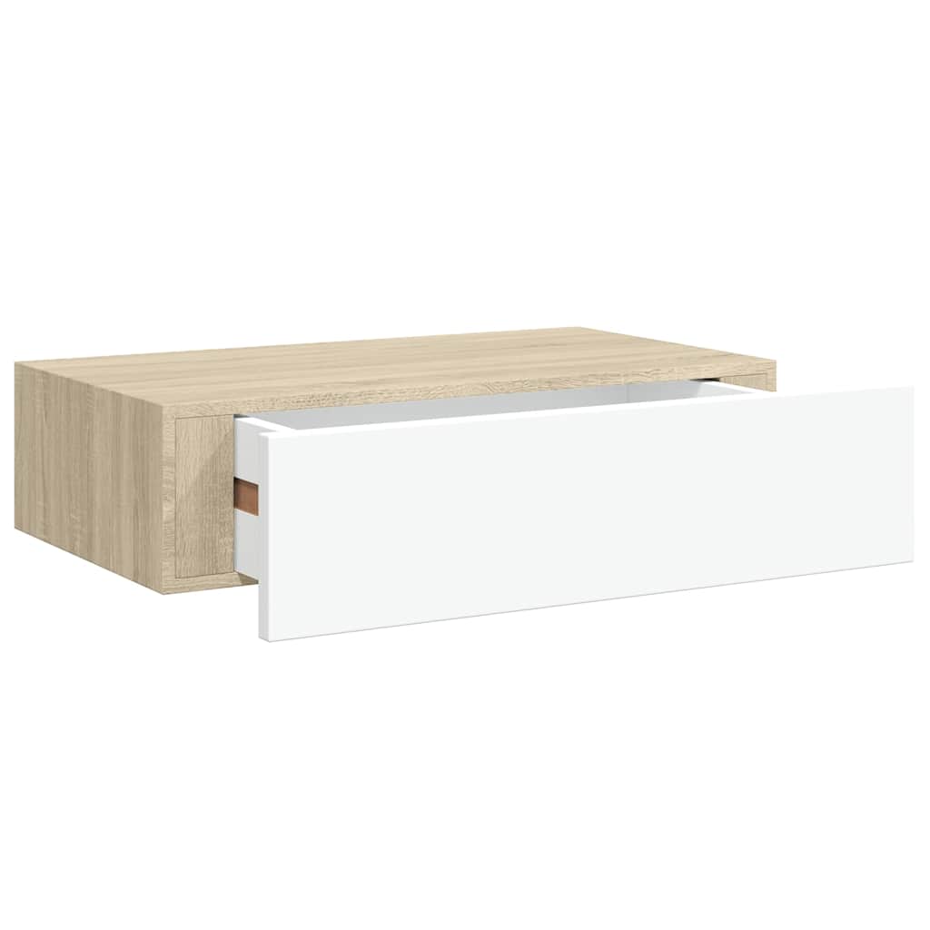 vidaXL Nástěnná zásuvková police dubová a bílá 40x23,5x10 cm MDF