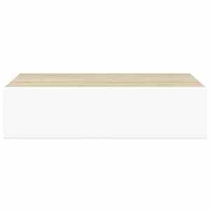 Nástěnná zásuvková police dubová a bílá 40x23,5x10 cm MDF - obrázek 6