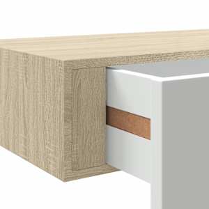 Nástěnná zásuvková police dubová a bílá 40x23,5x10 cm MDF - obrázek 10