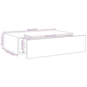 Nástěnná police se zásuvkou betonově šedá 40 x 23,5 x 10 cm MDF - obrázek 11