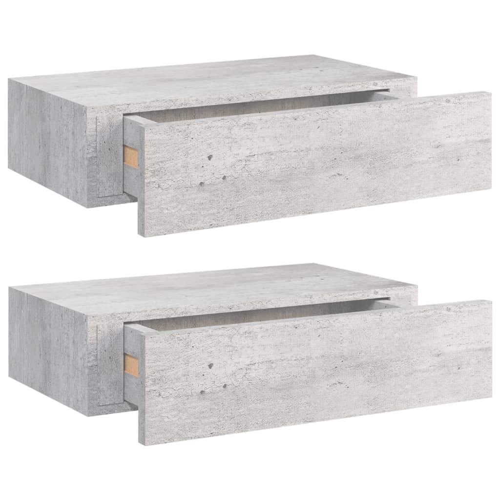 Dulapuri de perete cu sertar 2 buc. gri beton 40×23,5×10 cm MDF