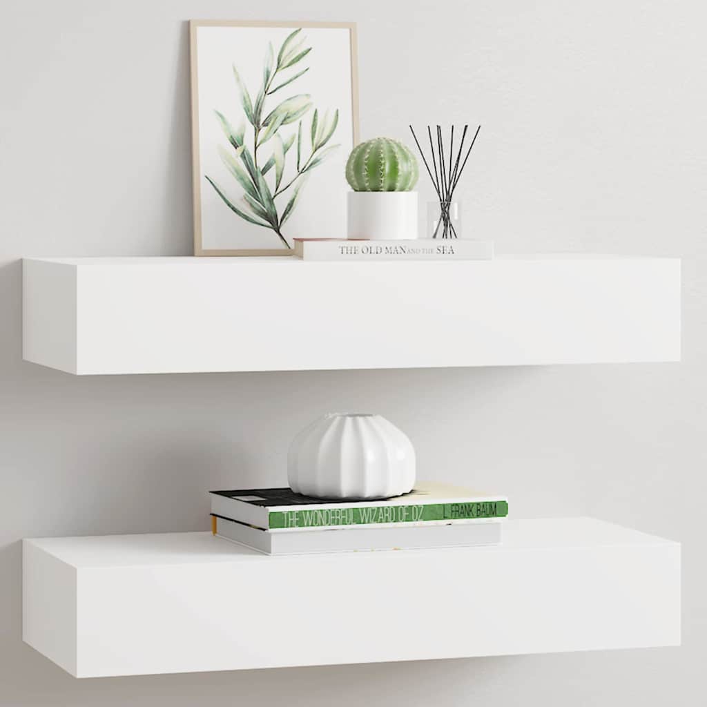 Væghylder Med Skuffer 40X23,5X10 Cm Mdf Hvid - 2 / 1 / 60 x 23.5 x 10 cm