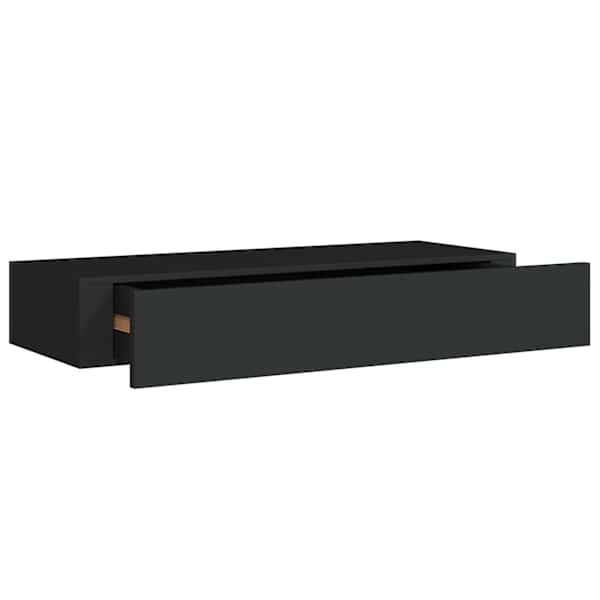 vidaXL sahtliga seinariiul, must 60x23,5x10 cm MDF