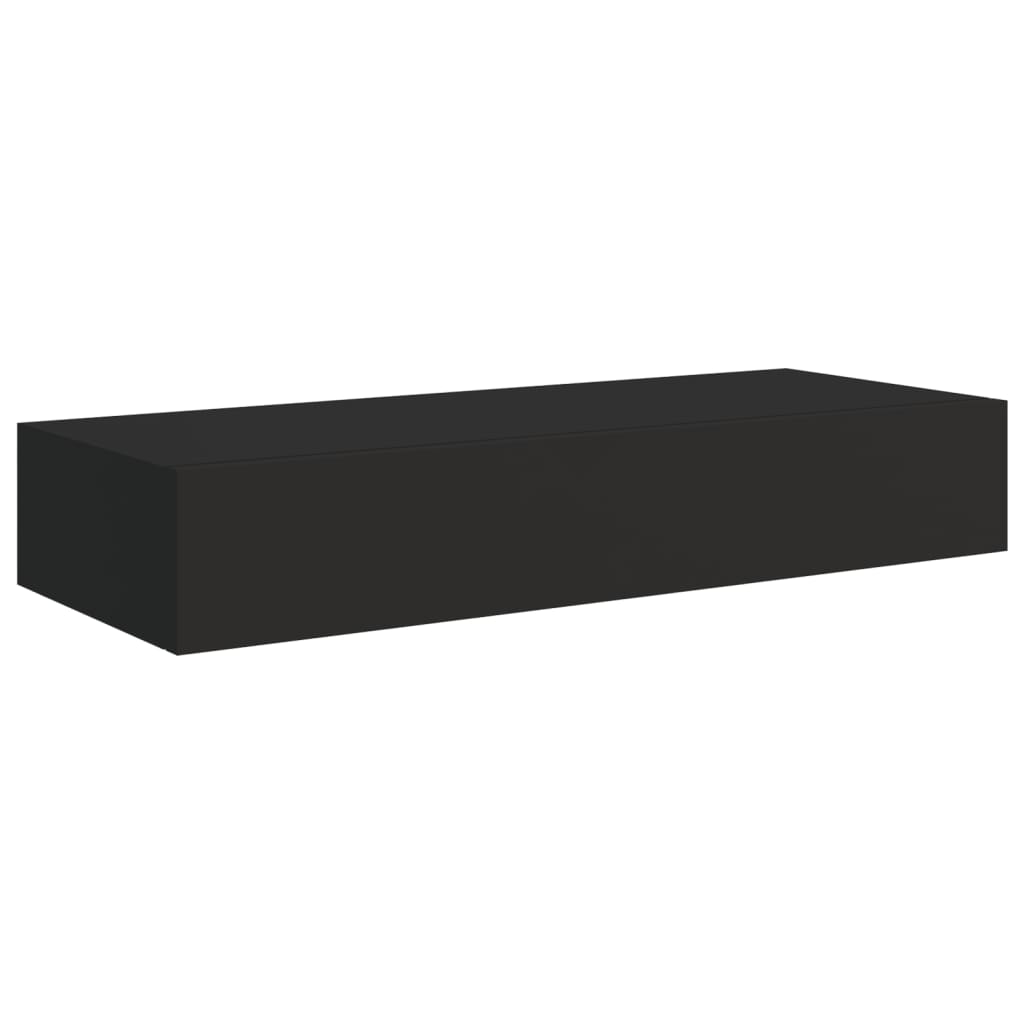 vidaXL Nástěnná police se zásuvkou černá 60 x 23,5 x 10 cm MDF