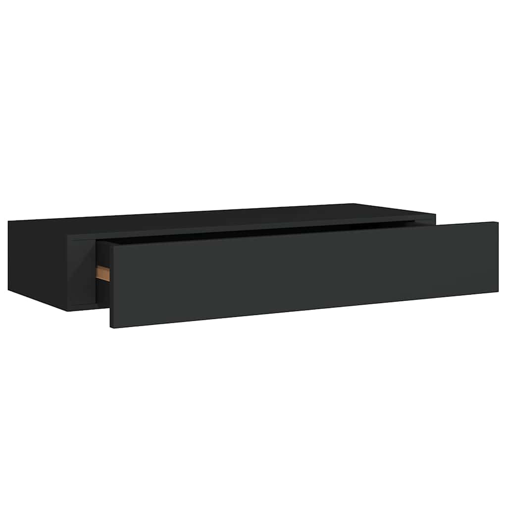 Thumbnail - vidaXL Wandregal mit Schublade Schwarz 60x23,5x10 cm MDF