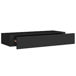Nástěnná police se zásuvkou černá 60 x 23,5 x 10 cm MDF - obrázek 2