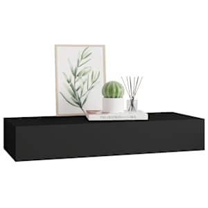 Nástěnná police se zásuvkou černá 60 x 23,5 x 10 cm MDF - obrázek 4