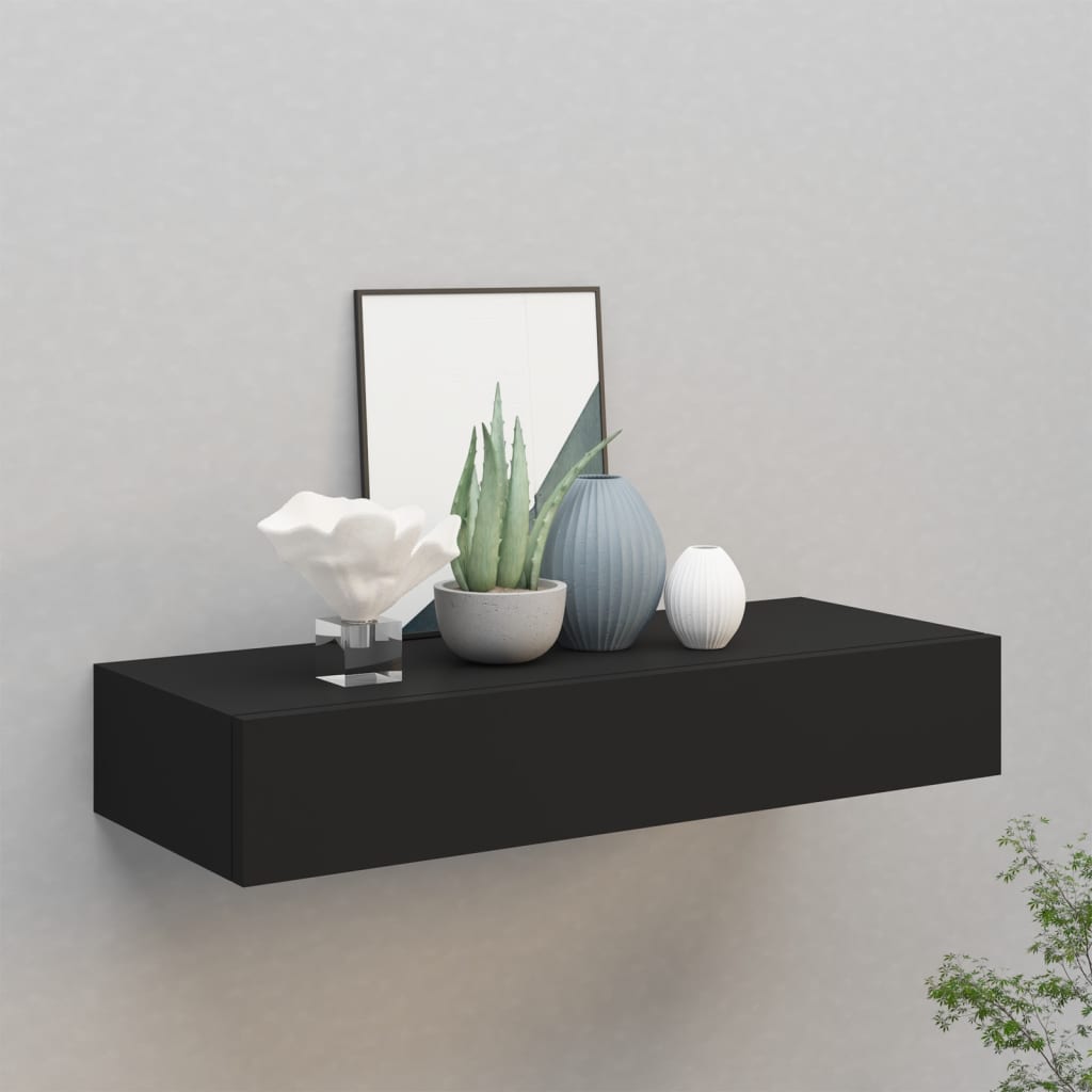 vidaXL Dulap de perete cu sertar, negru, 60x23,5x10 cm, MDF