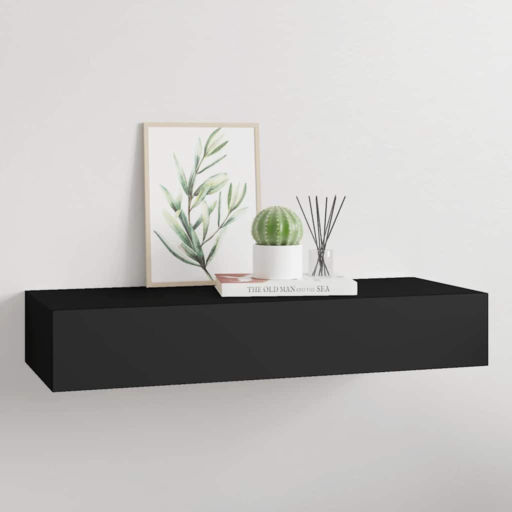 vidaXL Seinälaatikkohylly musta 60x23,5x10 cm MDF