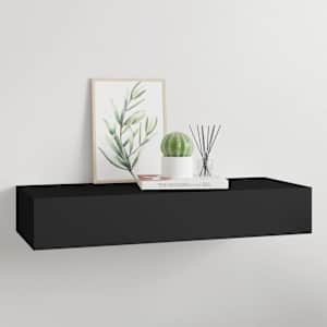 Nástěnná police se zásuvkou černá 60 x 23,5 x 10 cm MDF - obrázek 1