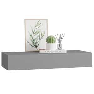 Nástěnná police se zásuvkou šedá 60 x 23,5 x 10 cm MDF - obrázek 4