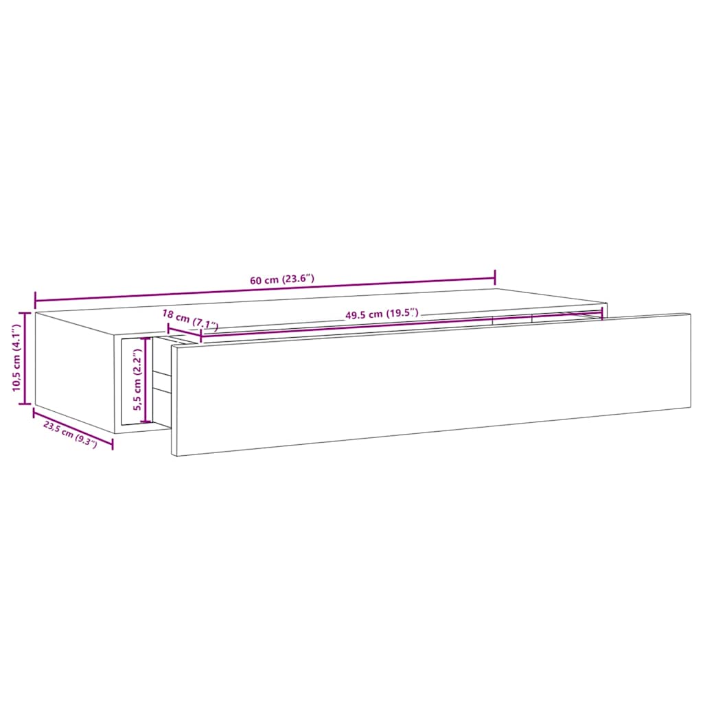 Estante con Cajón de Pared Balda Flotante Expositora Almacenaje MDF vidaXL - Imagen 36 de 36