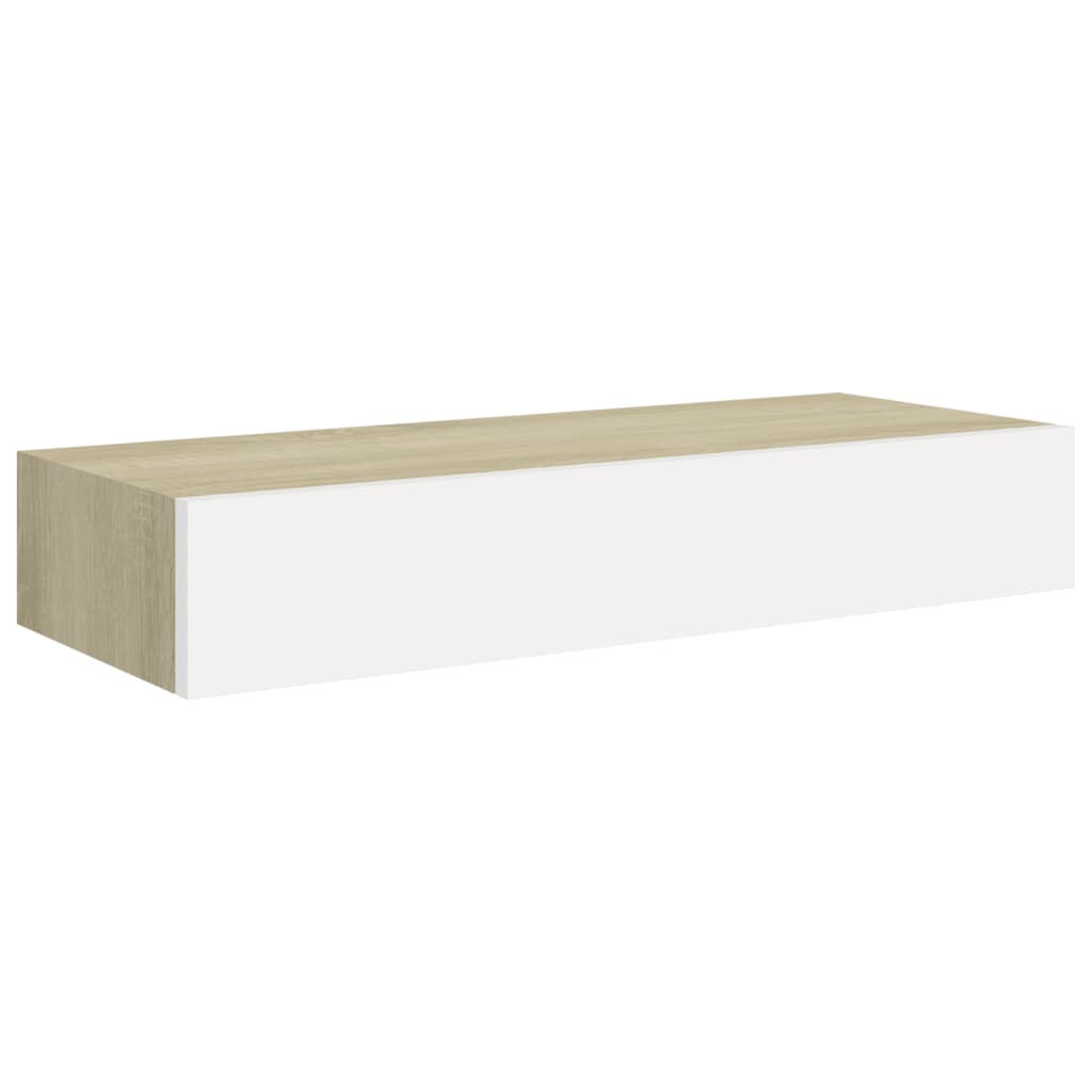 Wand-Schubladenregal Eiche und Weiß 60x23,5x10 cm MDF | Stepinfit.de