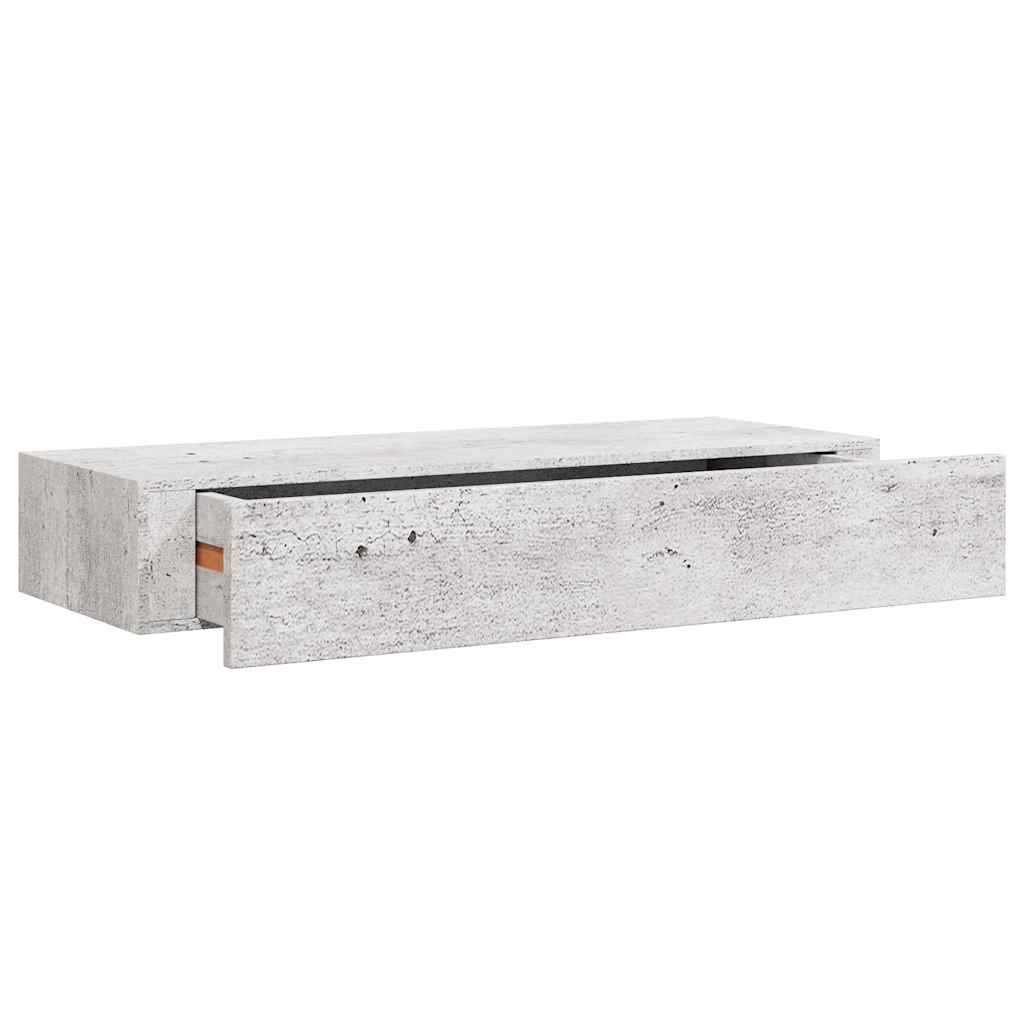 vidaXL Nástěnná police se zásuvkou betonově šedá 60 x 23,5 x 10 cm MDF