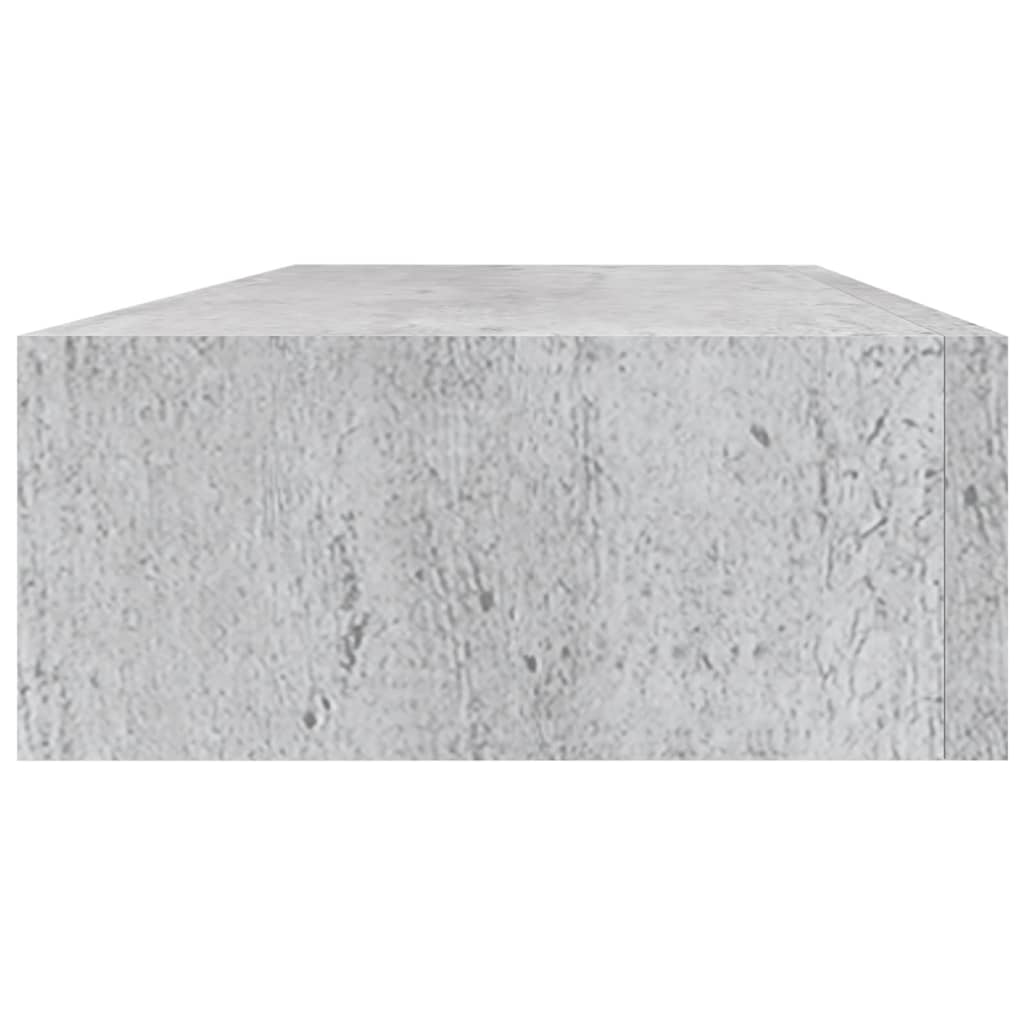 Nástěnná police se zásuvkou betonově šedá 60 x 23,5 x 10 cm MDF