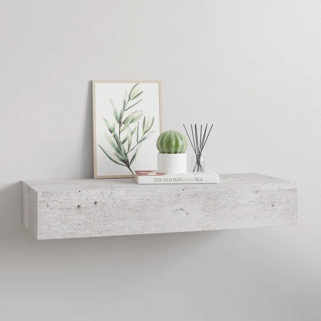 vidaXL Seinälaatikkohylly betoninharmaa 60x23,5x10 cm MDF
