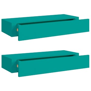 Nástěnné police se zásuvkou 2 ks modré 60 x 23,5 x 10 cm MDF - obrázek 2
